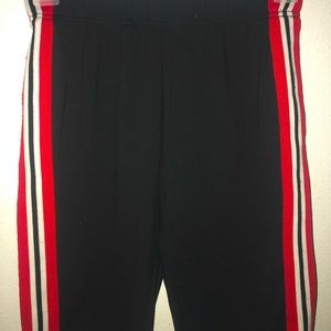 Black white and red biker shorts